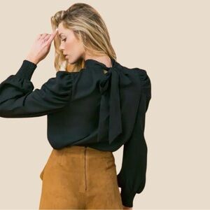 Classic Black Top with Bow at the Back